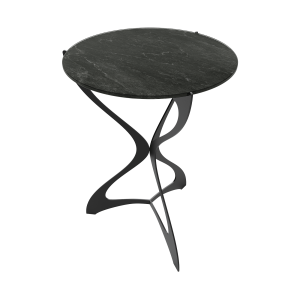 Журнальный стол SELMUS D40 см, темный мрамор/черный