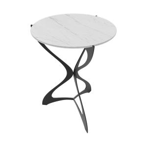 Журнальный стол SELMUS D40 см, белый мрамор/черный