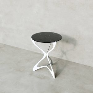 Журнальный стол SELMUS D40 см, темный мрамор/белый