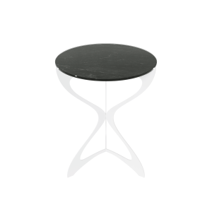 Журнальный стол SELMUS D40 см, темный мрамор/белый