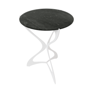 Журнальный стол SELMUS D40 см, темный мрамор/белый