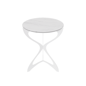 Журнальный стол SELMUS D40 см, белый мрамор/белый