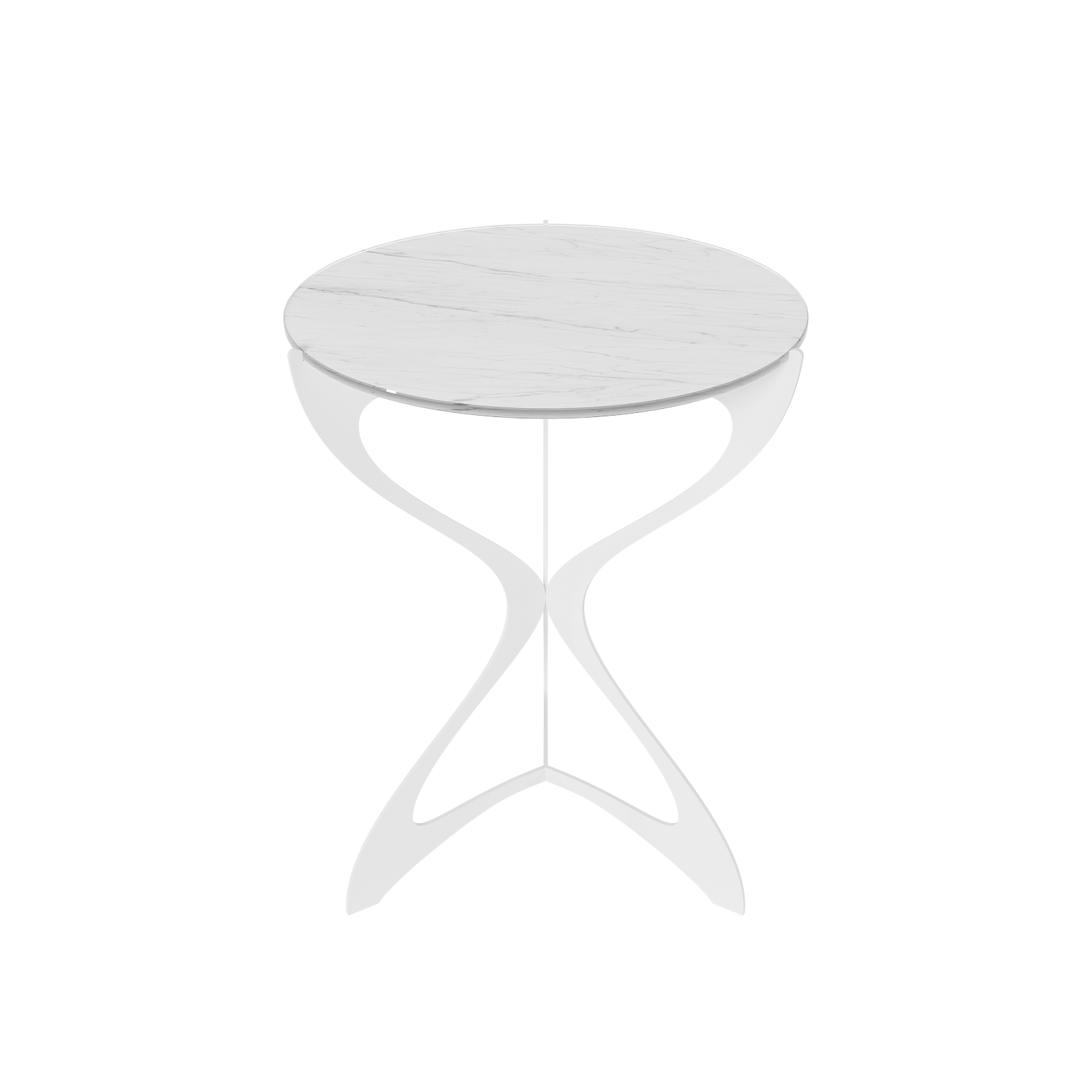 Журнальный стол SELMUS D40 см, белый мрамор/белый