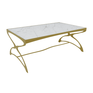 Журнальный стол ZINGEROSO Glass 102 х 62 см, белый мрамор/золотой