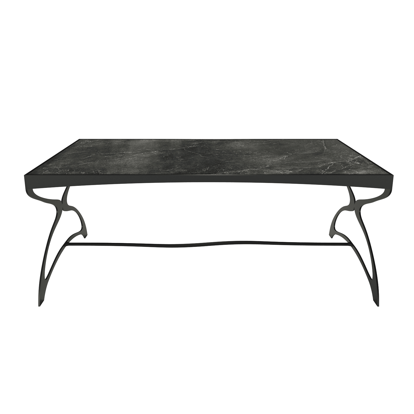 Журнальный стол ZINGEROSO Glass 102 х 62 см, темный мрамор/черный