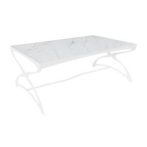 Журнальный стол ZINGEROSO Glass 102 х 62 см, белый мрамор/белый