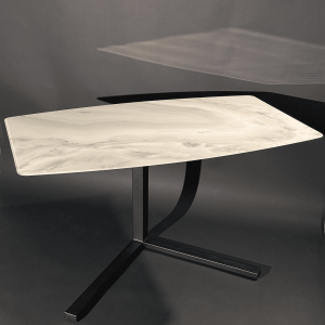 Рабочий стол PINGUM Wood+Glass с фотопечатью под мрамор, 120 х 71 см