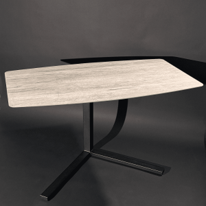 Рабочий стол PINGUM Wood+Glass с фотопечатью под мрамор/черный, 120 х 71 см