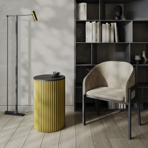 Журнальный столик TRUBIS Wood S D40 см, черный/золотой