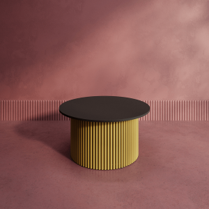 Журнальный столик TRUBIS Wood M D80 см, черный/золотой