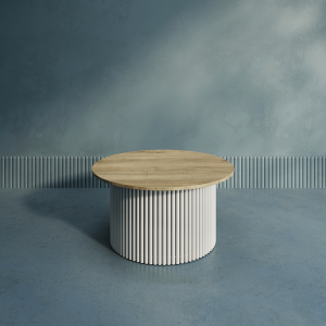 Журнальный столик TRUBIS Wood M D80 см, орех/белый