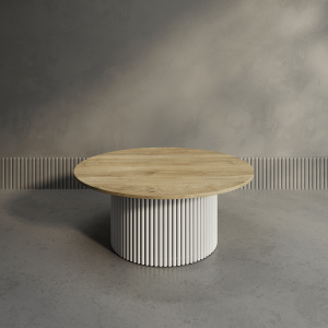 Журнальный столик TRUBIS Wood M D100 см, орех\белый