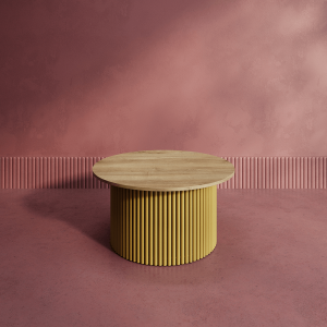 Журнальный столик TRUBIS Wood M D80 см, орех/золотой