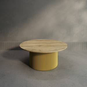 Журнальный столик TRUBIS Wood M D100 см, орех/золотой