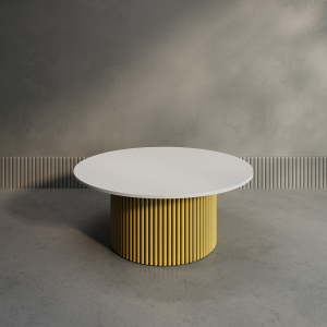 Журнальный столик TRUBIS Wood M D100 см, белый/золотой