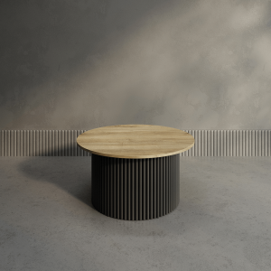 Журнальный столик TRUBIS Wood M D80 см, орех/черный