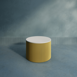 Журнальный столик TRUBIS Wood M D60 см, белый/золотой