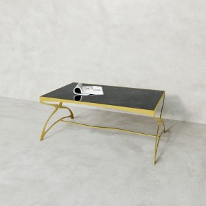 Журнальный стол ZINGEROSO Glass 102 х 62 см, темный мрамор/золотой