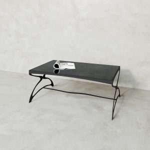 Журнальный стол ZINGEROSO Glass 102 х 62 см, темный мрамор/черный