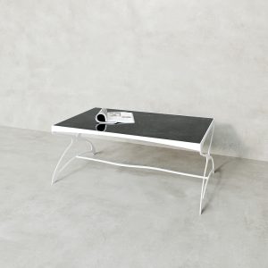 Журнальный стол ZINGEROSO Glass 102 х 62 см, темный мрамор/белый