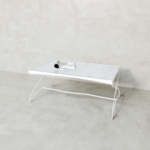 Журнальный стол ZINGEROSO Glass 102 х 62 см, белый мрамор/белый