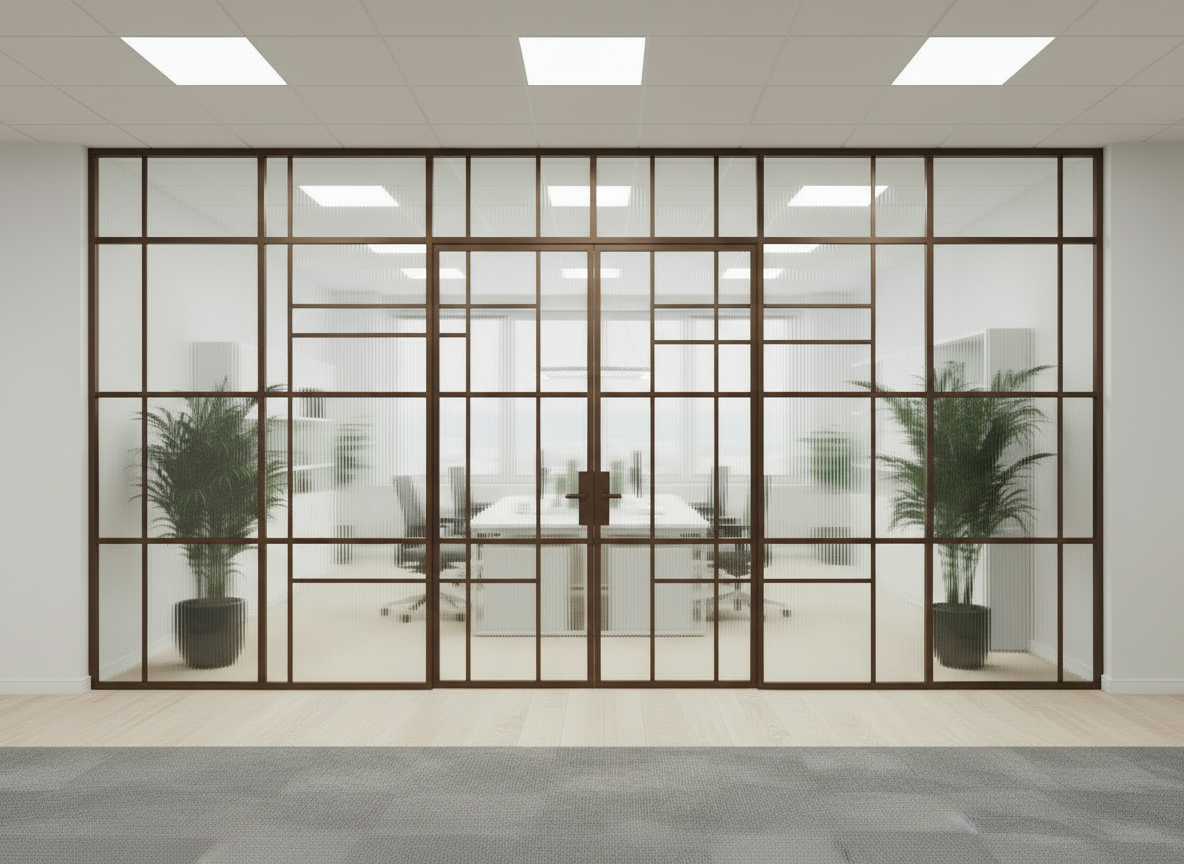 Комбинированные перегородки металл + стекло