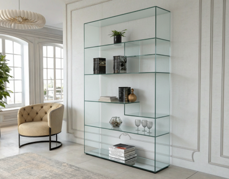 Стеклянные полки и стеллажи