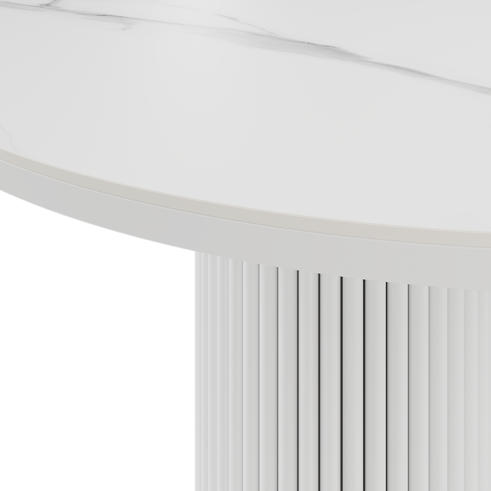 Обеденный стол белый TRUBIS Stone L D100 см