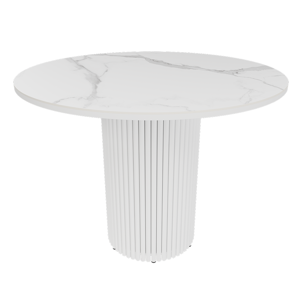 Обеденный стол белый TRUBIS Stone L D100 см