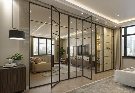 Стеклянные перегородки с дверью