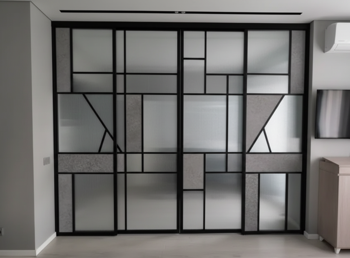 Металл + матовое стекло