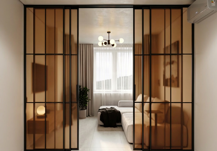 Перегородки из бронзового стекла