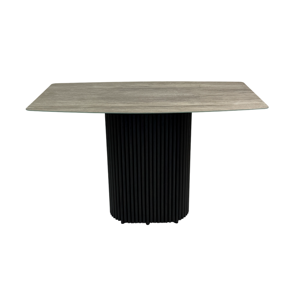 Обеденный стол TRUBIS Wood+Glass с фотопечатью под камень, 120 х 71.5 см