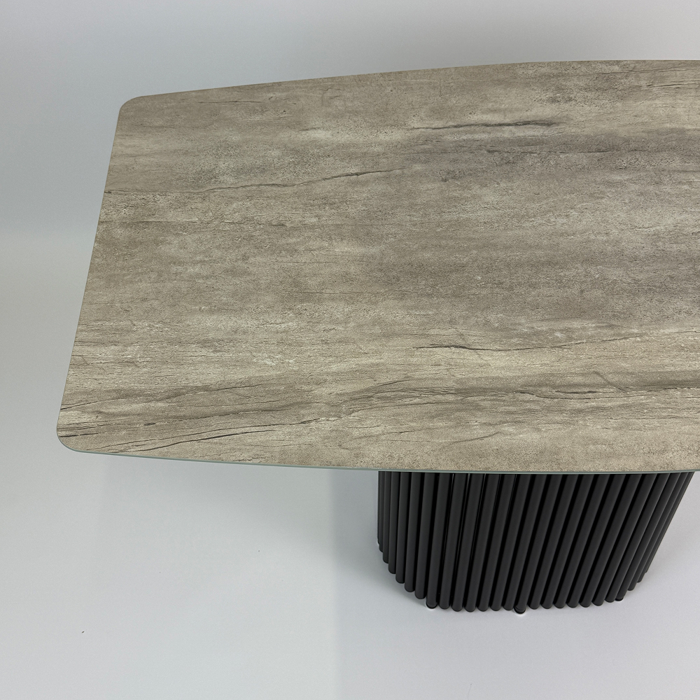 Обеденный стол TRUBIS Wood+Glass с фотопечатью под камень, 120 х 71.5 см