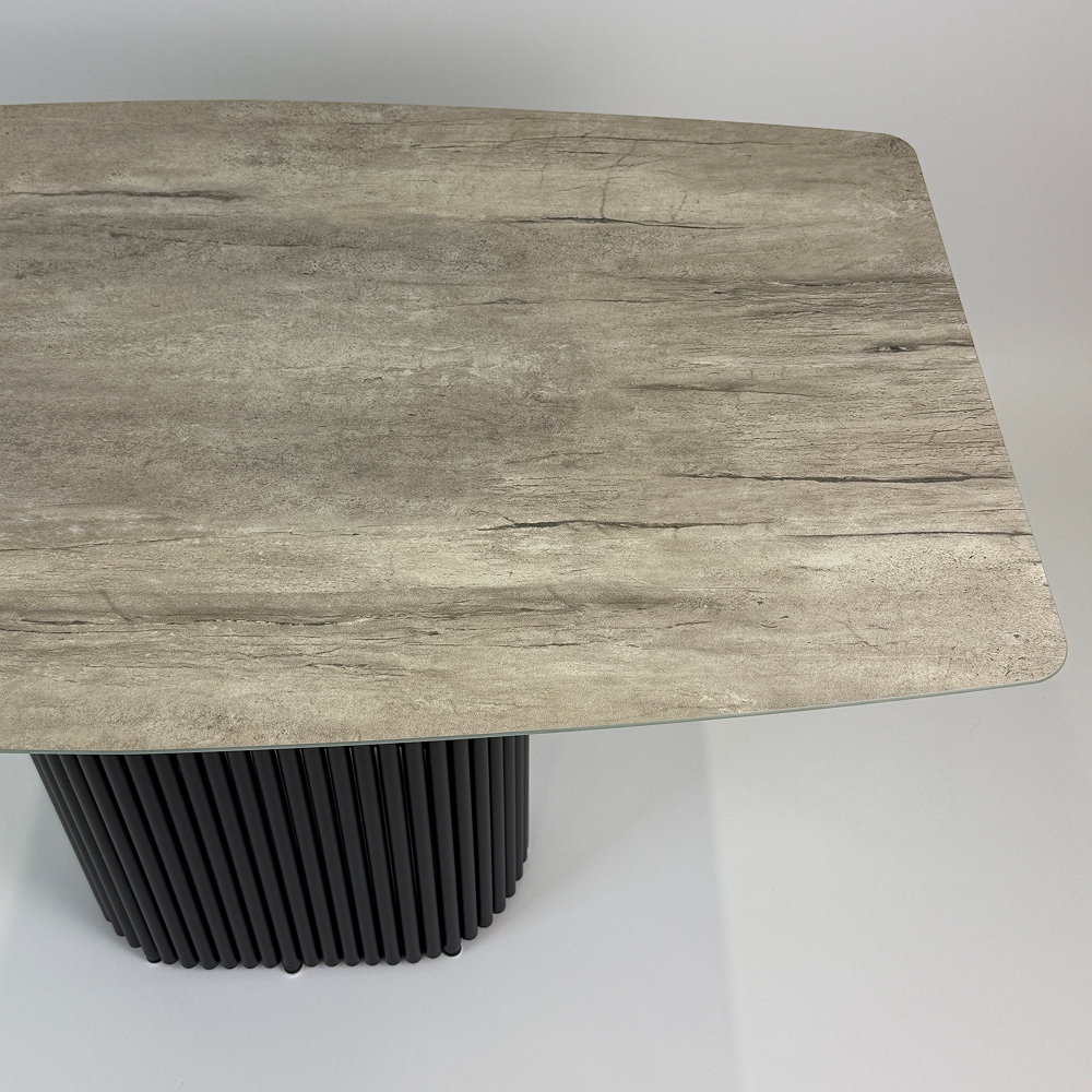 Обеденный стол TRUBIS Wood+Glass с фотопечатью под камень, 120 х 71.5 см