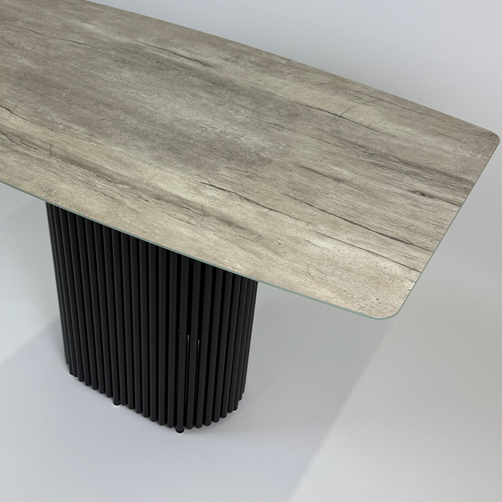 Обеденный стол TRUBIS Wood+Glass с фотопечатью под камень, 120 х 71.5 см