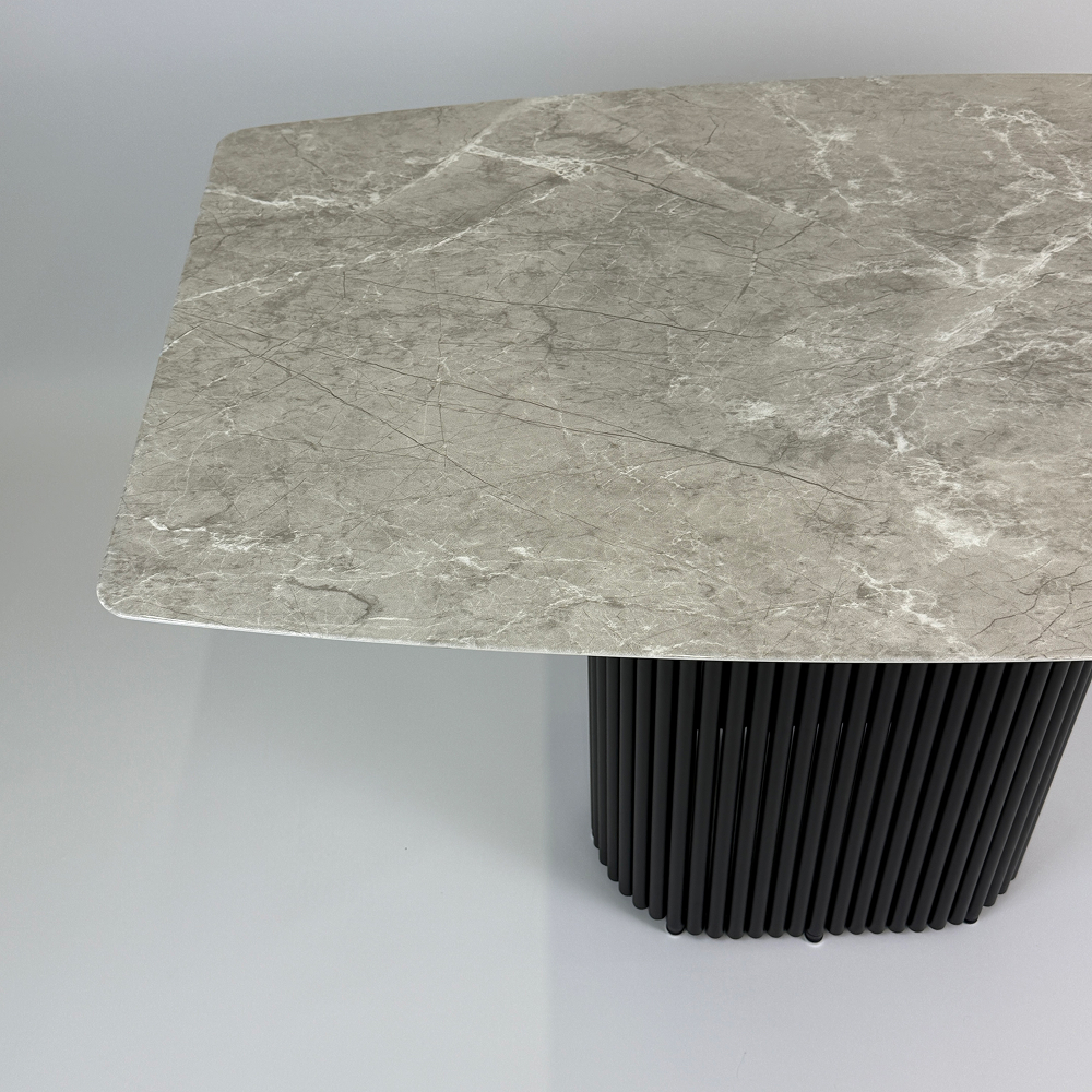 Обеденный стол TRUBIS Wood+Glass с фотопечатью под мрамор, 120 х 71.5 см