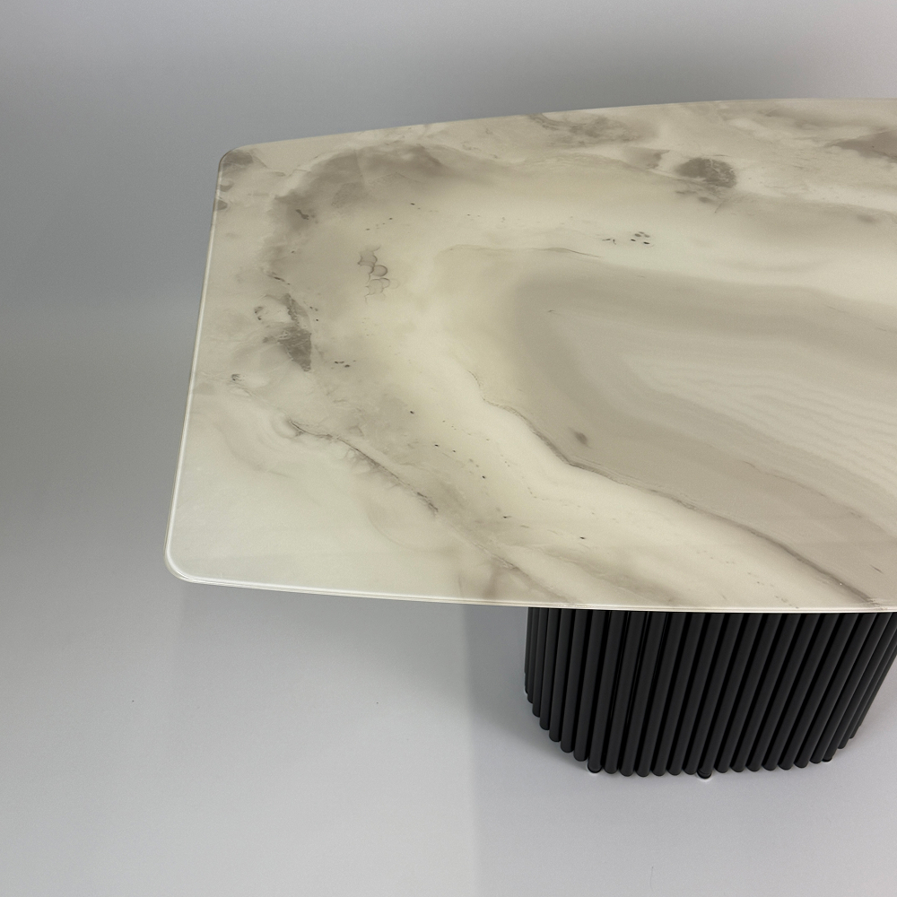 Обеденный стол TRUBIS Wood+Glass с мраморной фотопечатью, 120 х 71.5 см