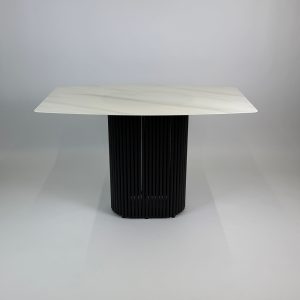 Обеденный стол TRUBIS Wood+Glass с фотопечатью под светлый мрамор, 120 х 71.5 см