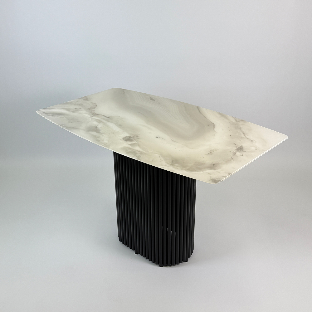 Обеденный стол TRUBIS Wood+Glass с мраморной фотопечатью, 120 х 71.5 см