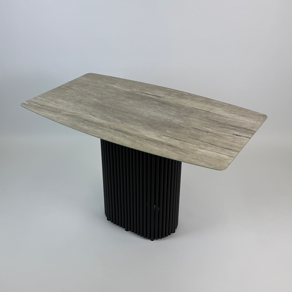 Обеденный стол TRUBIS Wood+Glass с фотопечатью под камень, 120 х 71.5 см