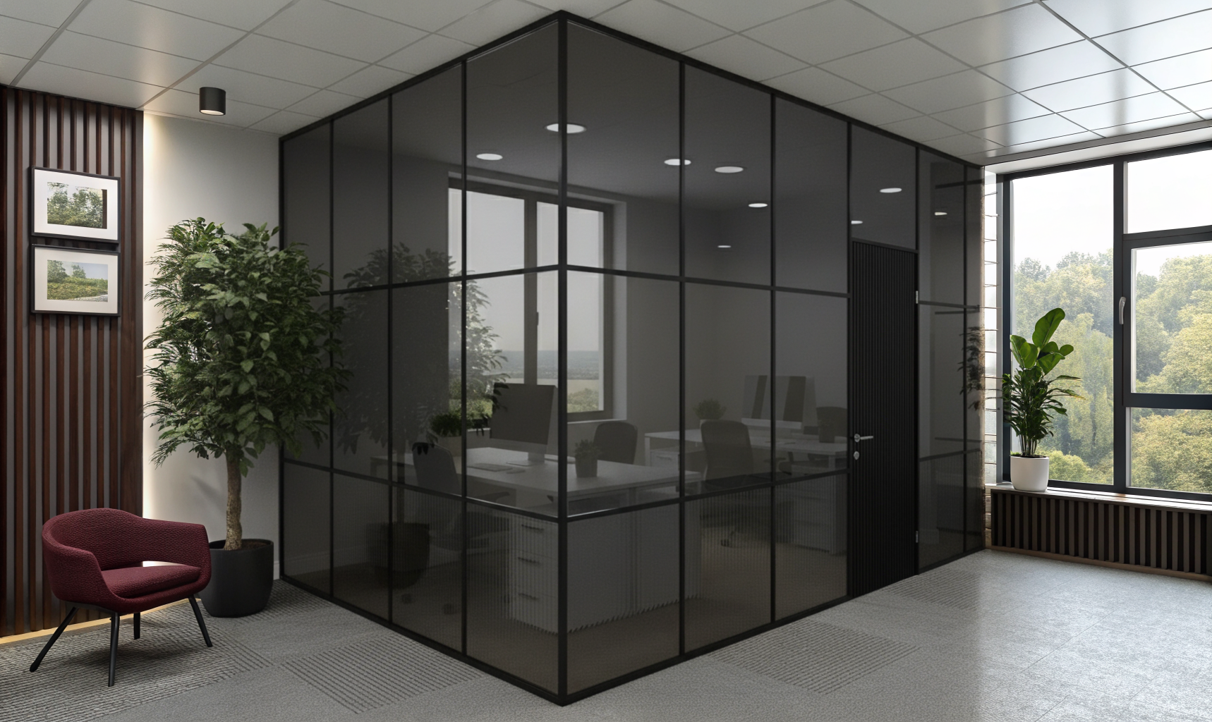 Перегородки из графитового стекла (Graphite / Grey)